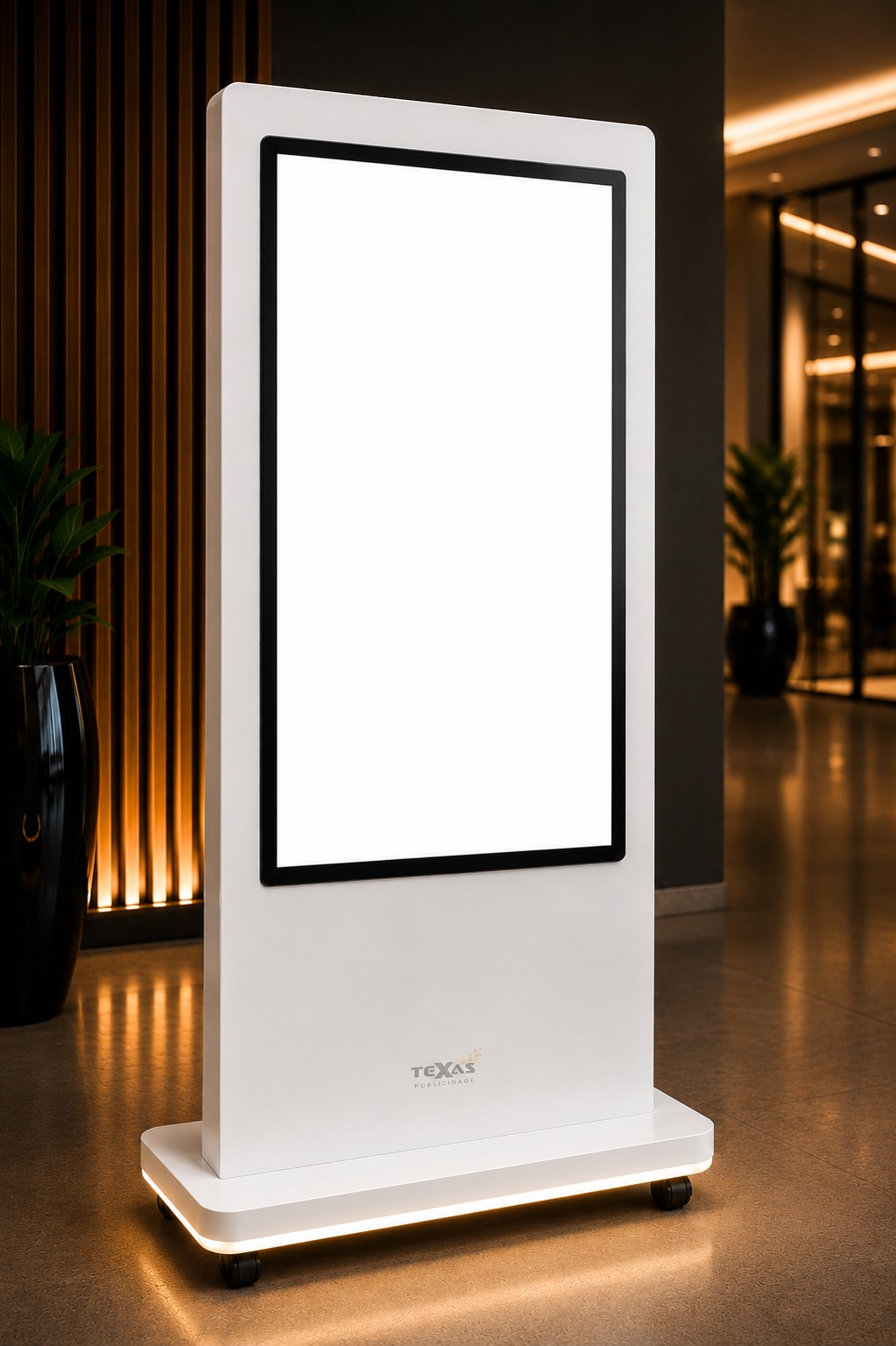 Mídia indoor instalada em ambiente comercial